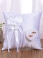 White Wedding Ring Pillow Camellia Accessories Square Ring Box For Bride and Groom, JZH-5872