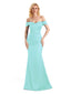 Simple Soft Satin Off The Shoulder Long Mermaid Prom Dresses Online