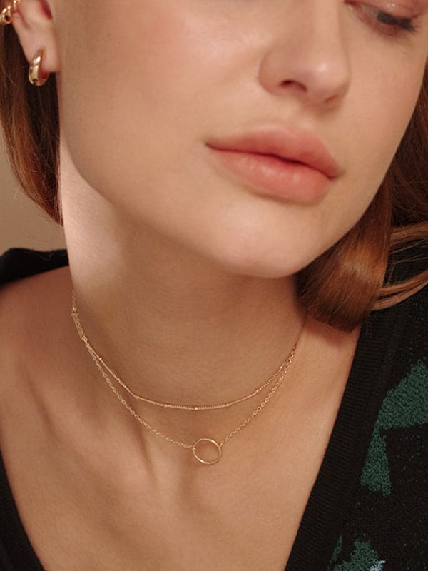 Layered Heart Necklace Pendant Handmade 18k Gold Plated Dainty Gold Choker Long Necklace