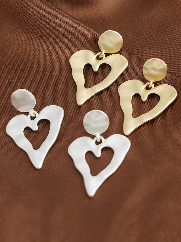 Earrings Cross-border Silver Or Gold Fashion Heart All-match High-end Women's Earrings