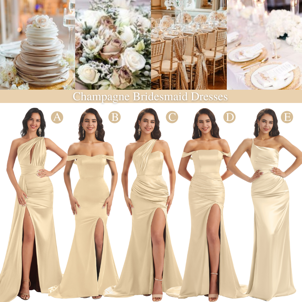 The 10 Popular Champagne Satin Bridesmaid Dresses of 2022
