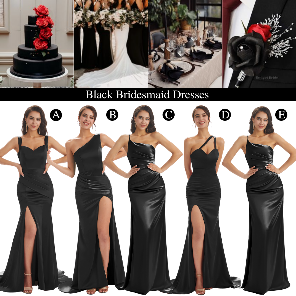 12 Black Satin Bridesmaid Dresses For Every Style