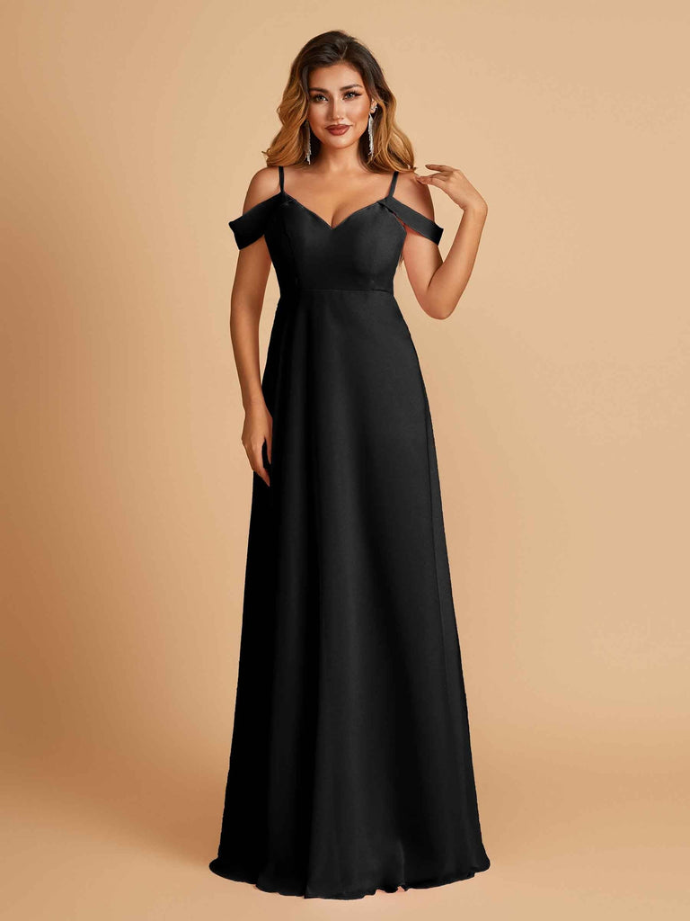 Elegant Chiffon Cold Shoulder Maxi Long Bridesmaid Dresses UK