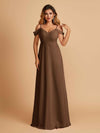 Elegant Chiffon Cold Shoulder Maxi Long Bridesmaid Dresses UK
