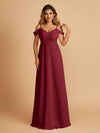 Elegant Chiffon Cold Shoulder Maxi Long Bridesmaid Dresses UK