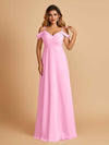 Elegant Chiffon Cold Shoulder Maxi Long Bridesmaid Dresses UK