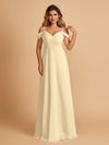 Elegant Chiffon Cold Shoulder Maxi Long Bridesmaid Dresses UK