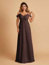Elegant Chiffon Cold Shoulder Maxi Long Bridesmaid Dresses UK