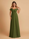 Elegant Chiffon Cold Shoulder Maxi Long Bridesmaid Dresses UK