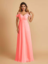 Elegant Chiffon Cold Shoulder Maxi Long Bridesmaid Dresses UK