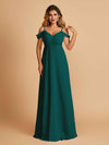 Elegant Chiffon Cold Shoulder Maxi Long Bridesmaid Dresses UK
