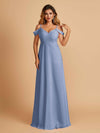 Elegant Chiffon Cold Shoulder Maxi Long Bridesmaid Dresses UK