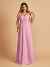 Elegant Chiffon Cold Shoulder Maxi Long Bridesmaid Dresses UK