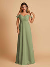 Elegant Chiffon Cold Shoulder Maxi Long Bridesmaid Dresses UK