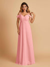 Elegant Chiffon Cold Shoulder Maxi Long Bridesmaid Dresses UK