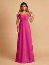 Elegant Chiffon Cold Shoulder Maxi Long Bridesmaid Dresses UK