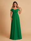Elegant Chiffon Cold Shoulder Maxi Long Bridesmaid Dresses UK