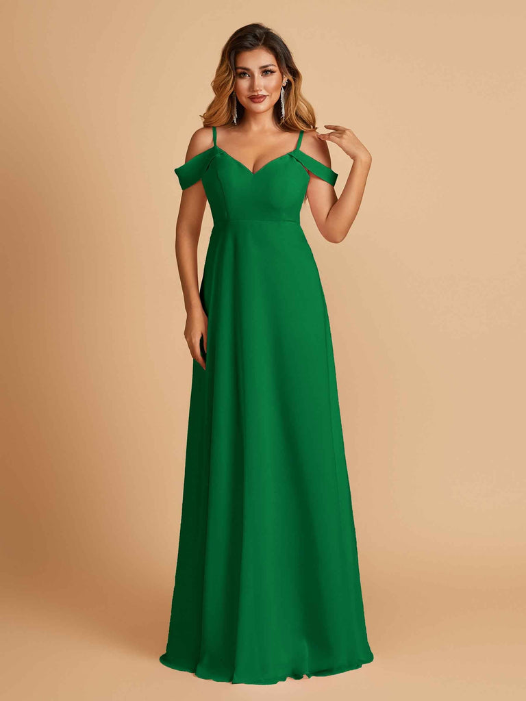 Elegant Chiffon Cold Shoulder Maxi Long Bridesmaid Dresses UK