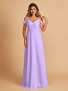 Elegant Chiffon Cold Shoulder Maxi Long Bridesmaid Dresses UK