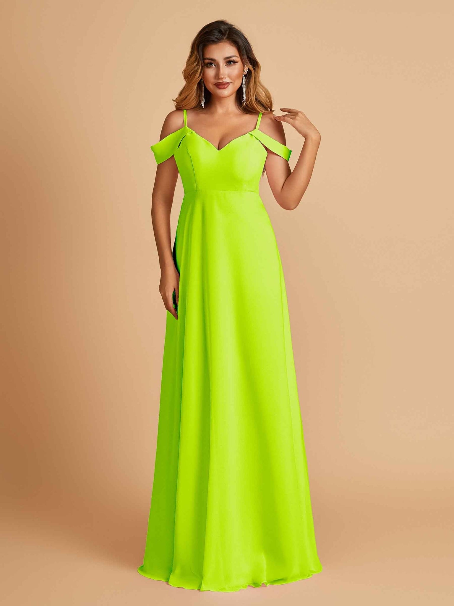 Elegant Chiffon Cold Shoulder Maxi Long Bridesmaid Dresses UK