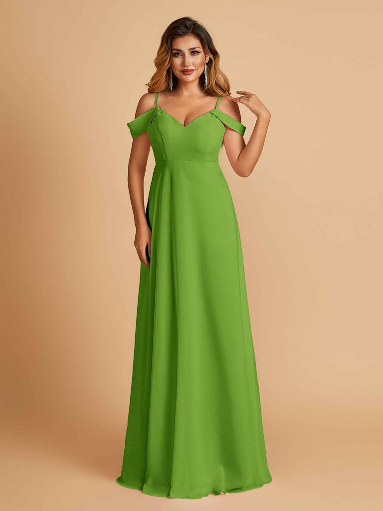 Elegant Chiffon Cold Shoulder Maxi Long Bridesmaid Dresses UK