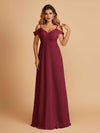 Elegant Chiffon Cold Shoulder Maxi Long Bridesmaid Dresses UK