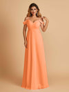 Elegant Chiffon Cold Shoulder Maxi Long Bridesmaid Dresses UK