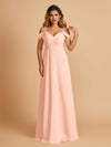 Elegant Chiffon Cold Shoulder Maxi Long Bridesmaid Dresses UK