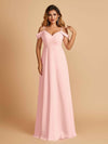 Elegant Chiffon Cold Shoulder Maxi Long Bridesmaid Dresses UK