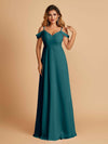 Elegant Chiffon Cold Shoulder Maxi Long Bridesmaid Dresses UK