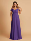 Elegant Chiffon Cold Shoulder Maxi Long Bridesmaid Dresses UK