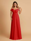 Elegant Chiffon Cold Shoulder Maxi Long Bridesmaid Dresses UK