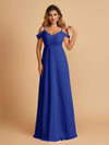 Elegant Chiffon Cold Shoulder Maxi Long Bridesmaid Dresses UK