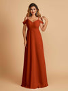 Elegant Chiffon Cold Shoulder Maxi Long Bridesmaid Dresses UK