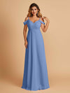 Elegant Chiffon Cold Shoulder Maxi Long Bridesmaid Dresses UK
