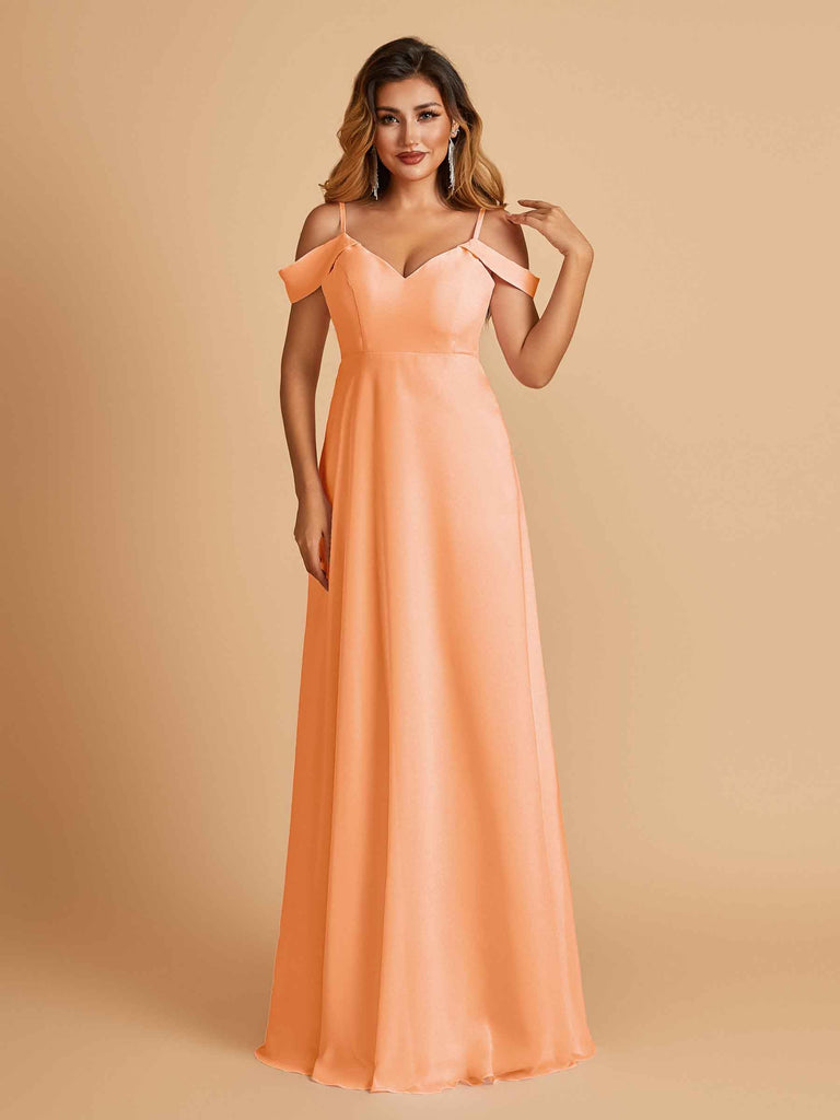 Elegant Chiffon Cold Shoulder Maxi Long Bridesmaid Dresses UK