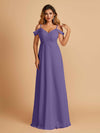 Elegant Chiffon Cold Shoulder Maxi Long Bridesmaid Dresses UK