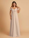 Elegant Chiffon Cold Shoulder Maxi Long Bridesmaid Dresses UK
