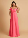 Elegant Chiffon Cold Shoulder Maxi Long Bridesmaid Dresses UK