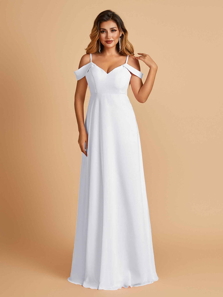 Elegant Chiffon Cold Shoulder Maxi Long Bridesmaid Dresses UK
