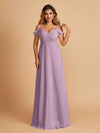 Elegant Chiffon Cold Shoulder Maxi Long Bridesmaid Dresses UK