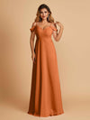 Elegant Chiffon Cold Shoulder Maxi Long Bridesmaid Dresses UK
