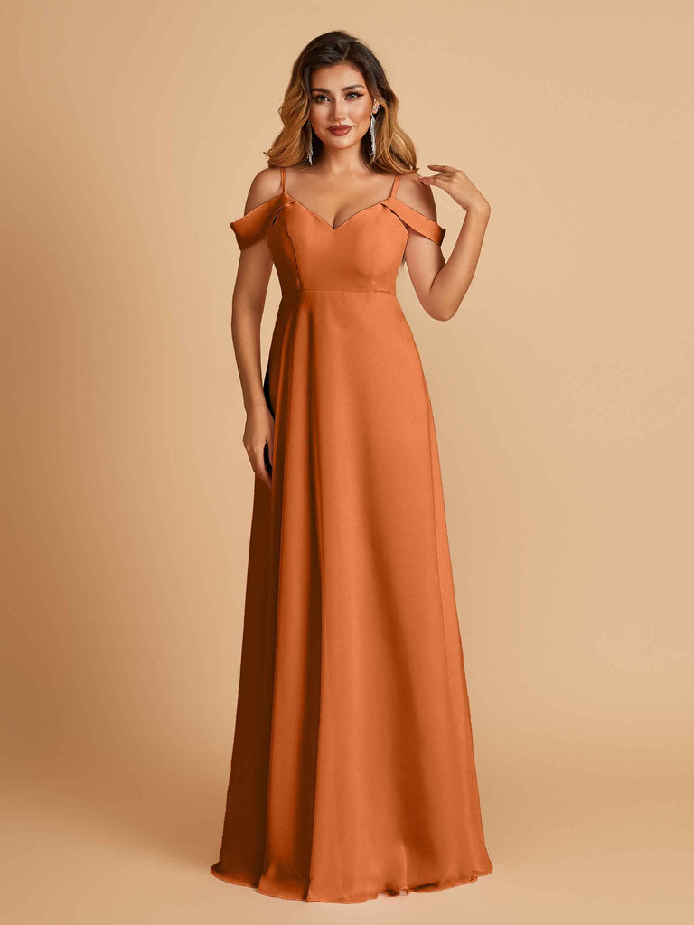 Elegant Chiffon Cold Shoulder Maxi Long Bridesmaid Dresses UK