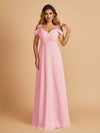 Elegant Chiffon Cold Shoulder Maxi Long Bridesmaid Dresses UK