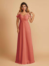 Elegant Chiffon Cold Shoulder Maxi Long Bridesmaid Dresses UK