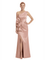 Stylish Mother of The Bride Dress Fancy One-Shoulder Bow Satin Slit Long Fitted Mermaid Evening Gown