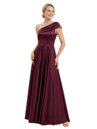 Chicsew Mother of Groom Dress Unique Sleeveless Satin A-Line Long Gown Pretty Sophisticated Silhouette