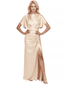 Elegant Soft Satin Short Sleeves Side Slit Mermaid Floor Length Mother Of The Bride Dresses