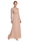 Chicsew Classy Mother of The Bride Dress V-Neck Lace 3/4 Sleeve Floor Length Chiffon Ruched Beautiful Formal Gown