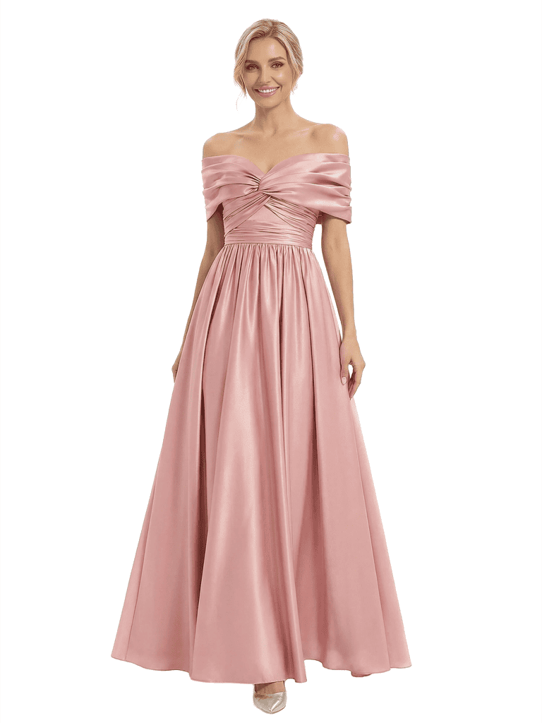 Elegant Off Shoulder Sleeveless A-Line Floor-Length Mother Of The Bride Dress